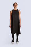 Black Wide Dress Back Pleats