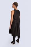 Black Wide Dress Back Pleats
