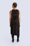 Black Wide Dress Back Pleats