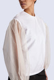 White Blouse See-Through Sleeves