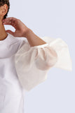 White Blouse See-Through Sleeves