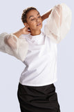 White Blouse See-Through Sleeves