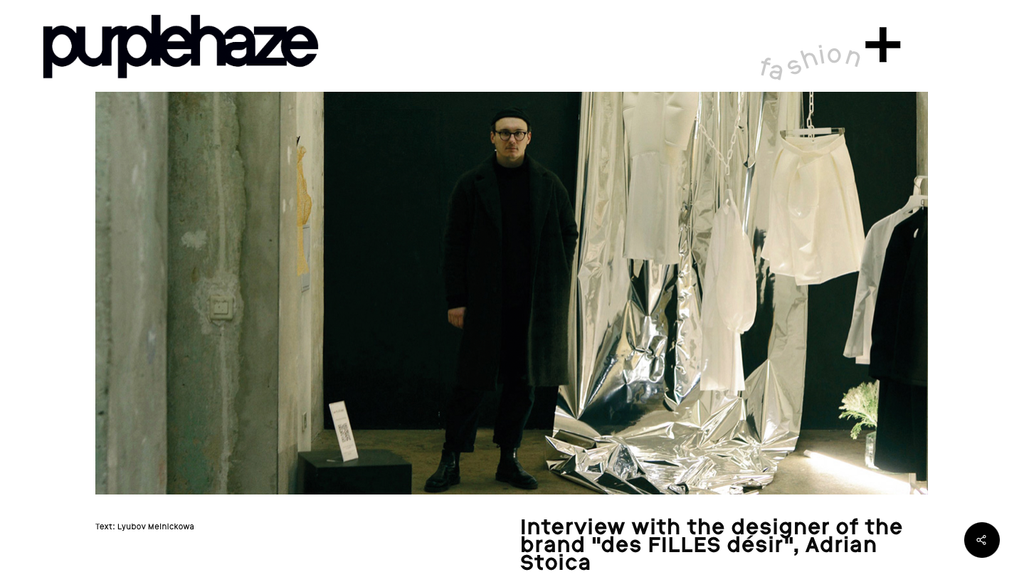 Interview with designer Adrian Stoica featured in Purplehaze Magazine